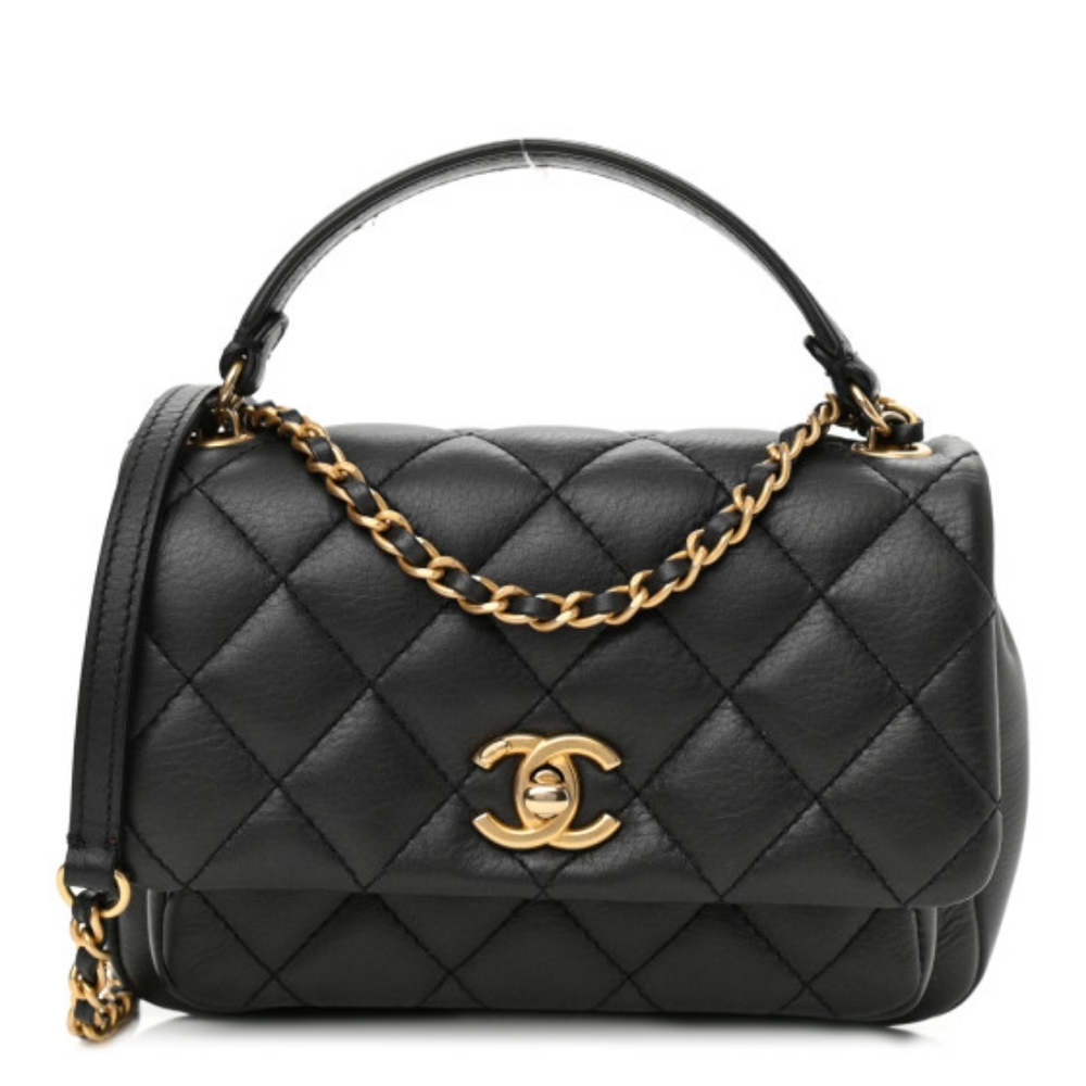 Chanel Black Quilted Top Handle